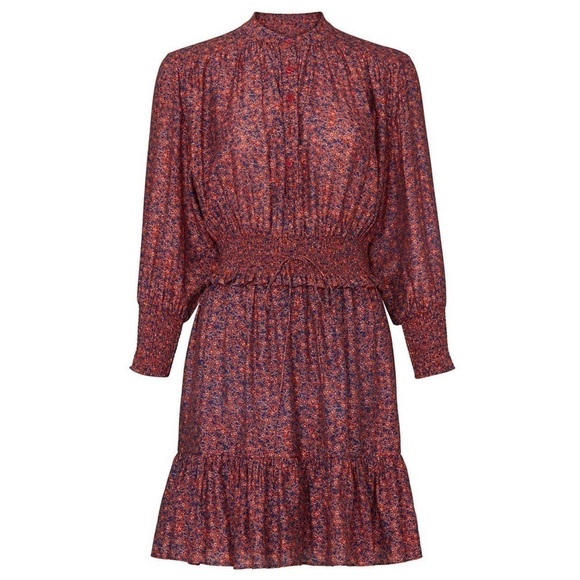 REBECCA MINKOFF Ruffle Hem Smocked Tie Waist Long Puff Sleeve Floral Dress XXL - Picture 14 of 14